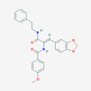 molecular formula C26H24N2O5 B458691 N-(2-(1,3-benzodioxol-5-yl)-1-{[(2-phenylethyl)amino]carbonyl}vinyl)-4-methoxybenzamide 