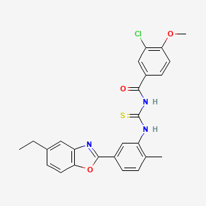 3-chloro-N-({[5-(5-ethyl-1,3-benzoxazol-2-yl)-2-methylphenyl]amino}carbonothioyl)-4-methoxybenzamide