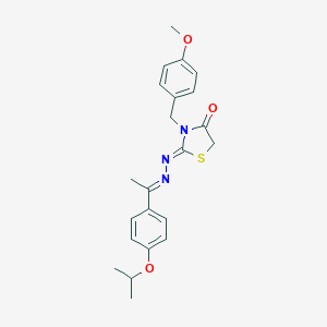 molecular formula C22H25N3O3S B458698 3-(4-Methoxybenzyl)-1,3-thiazolidine-2,4-dione 2-{[1-(4-isopropoxyphenyl)ethylidene]hydrazone} 