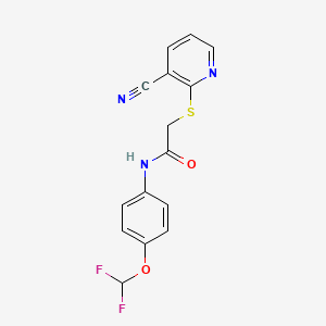 molecular formula C15H11F2N3O2S B4587019 2-[(3-cyano-2-pyridinyl)thio]-N-[4-(difluoromethoxy)phenyl]acetamide 