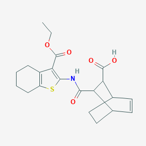 molecular formula C21H25NO5S B458702 3-({[3-(Ethoxycarbonyl)-4,5,6,7-tetrahydro-1-benzothien-2-yl]amino}carbonyl)bicyclo[2.2.2]oct-5-ene-2-carboxylic acid 