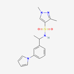 molecular formula C17H20N4O2S B4587027 1,3-DIMETHYL-N~4~-{1-[3-(1H-PYRROL-1-YL)PHENYL]ETHYL}-1H-PYRAZOLE-4-SULFONAMIDE 