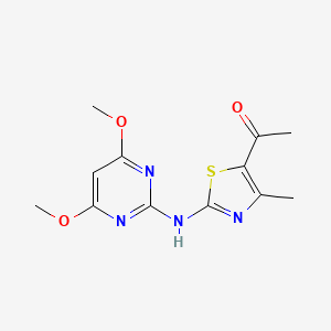 molecular formula C12H14N4O3S B4587072 1-{2-[(4,6-dimethoxy-2-pyrimidinyl)amino]-4-methyl-1,3-thiazol-5-yl}ethanone 