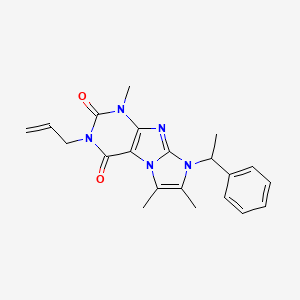 molecular formula C21H23N5O2 B4587089 3-allyl-1,6,7-trimethyl-8-(1-phenylethyl)-1H-imidazo[2,1-f]purine-2,4(3H,8H)-dione 