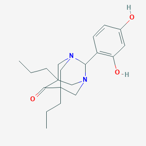 molecular formula C20H28N2O3 B458712 2-(2,4-Dihydroxyphenyl)-5,7-dipropyl-1,3-diazatricyclo[3.3.1.1~3,7~]decan-6-one 