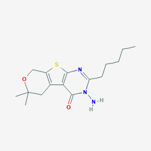molecular formula C16H23N3O2S B458718 3-amino-6,6-dimethyl-2-pentyl-3,5,6,8-tetrahydro-4H-pyrano[4',3':4,5]thieno[2,3-d]pyrimidin-4-one CAS No. 99762-67-1