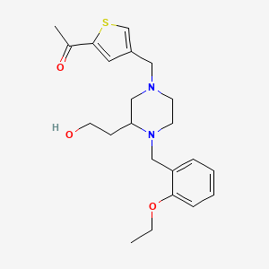 1-(4-{[4-(2-ethoxybenzyl)-3-(2-hydroxyethyl)-1-piperazinyl]methyl}-2-thienyl)ethanone