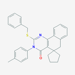 2-benzylsulfanyl-3-(4-methylphenyl)spiro[6H-benzo[h]quinazoline-5,1'-cyclopentane]-4-one
