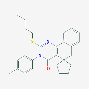 molecular formula C27H30N2OS B458727 2-butylsulfanyl-3-(4-methylphenyl)spiro[6H-benzo[h]quinazoline-5,1'-cyclopentane]-4-one CAS No. 289711-64-4