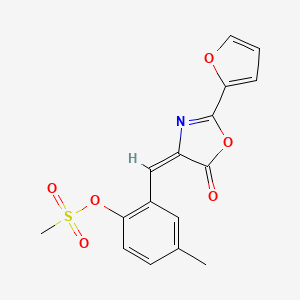 molecular formula C16H13NO6S B4587280 [2-[(E)-[2-(furan-2-yl)-5-oxo-1,3-oxazol-4-ylidene]methyl]-4-methylphenyl] methanesulfonate 