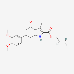 molecular formula C22H25NO5 B4587289 2-buten-1-yl 6-(3,4-dimethoxyphenyl)-3-methyl-4-oxo-4,5,6,7-tetrahydro-1H-indole-2-carboxylate 