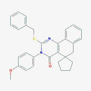2-benzylsulfanyl-3-(4-methoxyphenyl)spiro[6H-benzo[h]quinazoline-5,1'-cyclopentane]-4-one