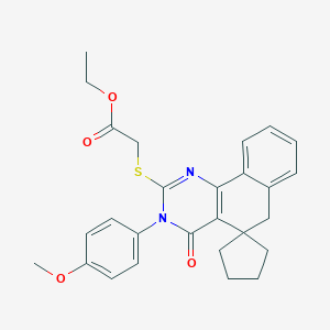 molecular formula C27H28N2O4S B458730 ethyl 2-[3-(4-methoxyphenyl)-4-oxospiro[6H-benzo[h]quinazoline-5,1'-cyclopentane]-2-yl]sulfanylacetate CAS No. 312585-32-3