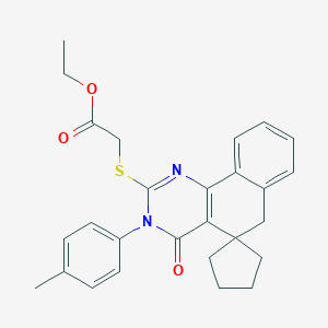 molecular formula C27H28N2O3S B458731 ethyl 2-[3-(4-methylphenyl)-4-oxospiro[6H-benzo[h]quinazoline-5,1'-cyclopentane]-2-yl]sulfanylacetate CAS No. 289711-66-6