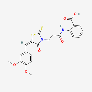 molecular formula C22H20N2O6S2 B4587315 2-({3-[5-(3,4-dimethoxybenzylidene)-4-oxo-2-thioxo-1,3-thiazolidin-3-yl]propanoyl}amino)benzoic acid 