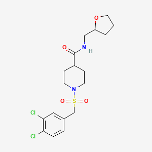 molecular formula C18H24Cl2N2O4S B4587319 1-[(3,4-dichlorobenzyl)sulfonyl]-N-(tetrahydro-2-furanylmethyl)-4-piperidinecarboxamide 