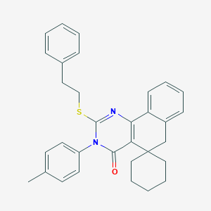 molecular formula C32H32N2OS B458733 3-(4-methylphenyl)-2-(2-phenylethylsulfanyl)spiro[6H-benzo[h]quinazoline-5,1'-cyclohexane]-4-one CAS No. 289711-80-4
