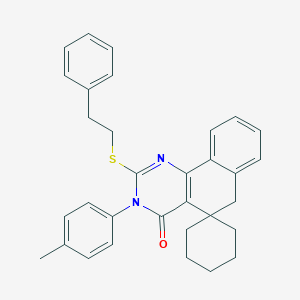 3-(4-methylphenyl)-2-[(2-phenylethyl)sulfanyl]-5,6-dihydrospiro(benzo[h]quinazoline-5,1'-cyclohexane)-4(3H)-one