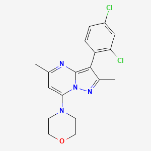 molecular formula C18H18Cl2N4O B4587331 3-(2,4-dichlorophenyl)-2,5-dimethyl-7-(morpholin-4-yl)pyrazolo[1,5-a]pyrimidine 