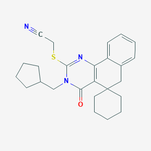 molecular formula C25H29N3OS B458734 2-[3-(cyclopentylmethyl)-4-oxospiro[6H-benzo[h]quinazoline-5,1'-cyclohexane]-2-yl]sulfanylacetonitrile CAS No. 332024-42-7