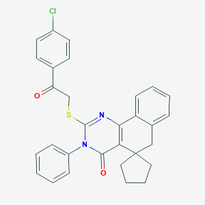 2-[2-(4-chlorophenyl)-2-oxoethyl]sulfanyl-3-phenylspiro[6H-benzo[h]quinazoline-5,1'-cyclopentane]-4-one