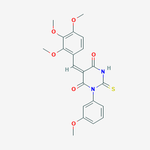 molecular formula C21H20N2O6S B4587377 (5E)-1-(3-methoxyphenyl)-2-sulfanylidene-5-[(2,3,4-trimethoxyphenyl)methylidene]-1,3-diazinane-4,6-dione 