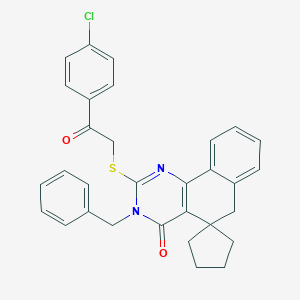 molecular formula C31H27ClN2O2S B458738 3-benzyl-2-[2-(4-chlorophenyl)-2-oxoethyl]sulfanylspiro[6H-benzo[h]quinazoline-5,1'-cyclopentane]-4-one CAS No. 327169-79-9
