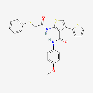 molecular formula C24H20N2O3S3 B4587383 N-(4-methoxyphenyl)-5'-{[(phenylthio)acetyl]amino}-2,3'-bithiophene-4'-carboxamide 