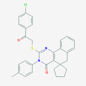 2-[2-(4-chlorophenyl)-2-oxoethyl]sulfanyl-3-(4-methylphenyl)spiro[6H-benzo[h]quinazoline-5,1'-cyclopentane]-4-one