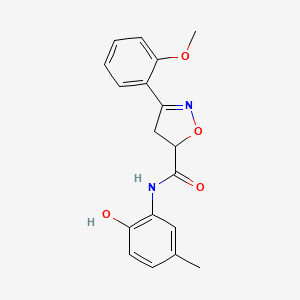 molecular formula C18H18N2O4 B4587395 N~5~-(2-HYDROXY-5-METHYLPHENYL)-3-(2-METHOXYPHENYL)-4,5-DIHYDRO-5-ISOXAZOLECARBOXAMIDE 