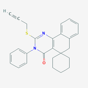 molecular formula C26H24N2OS B458742 3-phenyl-2-(2-propynylsulfanyl)-5,6-dihydrospiro(benzo[h]quinazoline-5,1'-cyclohexane)-4(3H)-one CAS No. 331961-89-8