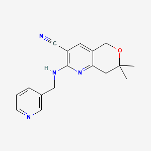 molecular formula C17H18N4O B4587428 7,7-dimethyl-2-[(3-pyridinylmethyl)amino]-7,8-dihydro-5H-pyrano[4,3-b]pyridine-3-carbonitrile 