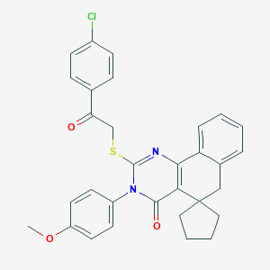 molecular formula C31H27ClN2O3S B458744 2-[2-(4-chlorophenyl)-2-oxoethyl]sulfanyl-3-(4-methoxyphenyl)spiro[6H-benzo[h]quinazoline-5,1'-cyclopentane]-4-one CAS No. 312585-37-8