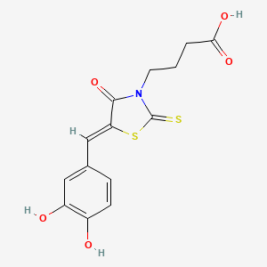 4-[5-(3,4-dihydroxybenzylidene)-4-oxo-2-thioxo-1,3-thiazolidin-3-yl]butanoic acid