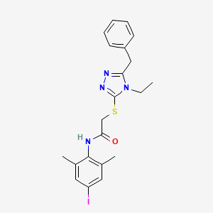 molecular formula C21H23IN4OS B4587453 2-[(5-benzyl-4-ethyl-4H-1,2,4-triazol-3-yl)sulfanyl]-N-(4-iodo-2,6-dimethylphenyl)acetamide 