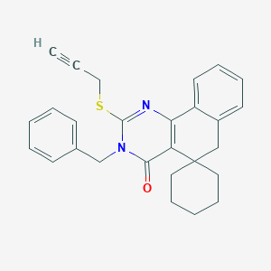 B458747 3-benzyl-2-prop-2-ynylsulfanylspiro[6H-benzo[h]quinazoline-5,1'-cyclohexane]-4-one CAS No. 5683-18-1