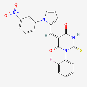 (5E)-1-(2-fluorophenyl)-5-[[1-(3-nitrophenyl)pyrrol-2-yl]methylidene]-2-sulfanylidene-1,3-diazinane-4,6-dione