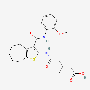 5-({3-[(2-methoxyphenyl)carbamoyl]-5,6,7,8-tetrahydro-4H-cyclohepta[b]thiophen-2-yl}amino)-3-methyl-5-oxopentanoic acid