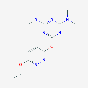 molecular formula C13H19N7O2 B458757 N-{4-(dimethylamino)-6-[(6-ethoxy-3-pyridazinyl)oxy]-1,3,5-triazin-2-yl}-N,N-dimethylamine 