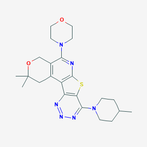 molecular formula C23H30N6O2S B458759 2,2-dimethyl-8-(4-methyl-1-piperidinyl)-5-(4-morpholinyl)-1,4-dihydro-2H-pyrano[4'',3'':4',5']pyrido[3',2':4,5]thieno[3,2-d][1,2,3]triazine CAS No. 374083-69-9