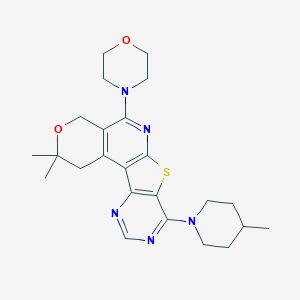 molecular formula C24H31N5O2S B458767 2,2-dimethyl-8-(4-methyl-1-piperidinyl)-5-(4-morpholinyl)-1,4-dihydro-2H-pyrano[4'',3'':4',5']pyrido[3',2':4,5]thieno[3,2-d]pyrimidine CAS No. 372494-96-7