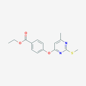molecular formula C15H16N2O3S B458770 Ethyl 4-(6-methyl-2-methylsulfanylpyrimidin-4-yl)oxybenzoate CAS No. 441744-49-6