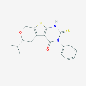 molecular formula C18H18N2O2S2 B458771 6-isopropyl-3-phenyl-2-sulfanyl-3,5,6,8-tetrahydro-4H-pyrano[4',3':4,5]thieno[2,3-d]pyrimidin-4-one 