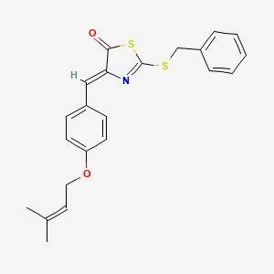 molecular formula C22H21NO2S2 B4587774 2-(benzylthio)-4-{4-[(3-methyl-2-buten-1-yl)oxy]benzylidene}-1,3-thiazol-5(4H)-one 