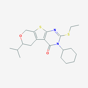 4-Cyclohexyl-5-ethylsulfanyl-12-propan-2-yl-11-oxa-8-thia-4,6-diazatricyclo[7.4.0.02,7]trideca-1(9),2(7),5-trien-3-one