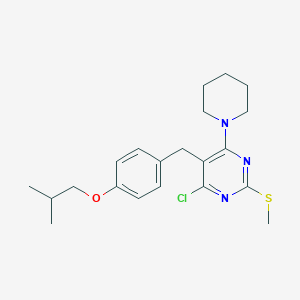 molecular formula C21H28ClN3OS B458786 4-Chloro-5-(4-isobutoxybenzyl)-2-(methylsulfanyl)-6-(1-piperidinyl)pyrimidine 
