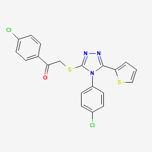 molecular formula C20H13Cl2N3OS2 B4587866 1-(4-Chlorophenyl)-2-[[4-(4-chlorophenyl)-5-thiophen-2-yl-1,2,4-triazol-3-yl]sulfanyl]ethanone 