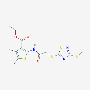 molecular formula C14H17N3O3S4 B4587886 ethyl 4,5-dimethyl-2-[({[3-(methylthio)-1,2,4-thiadiazol-5-yl]thio}acetyl)amino]-3-thiophenecarboxylate 