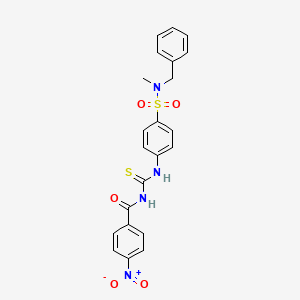 molecular formula C22H20N4O5S2 B4587897 N-{[(4-{[benzyl(methyl)amino]sulfonyl}phenyl)amino]carbonothioyl}-4-nitrobenzamide 