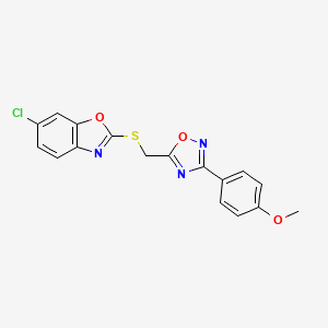 4-(5-{[(6-chloro-1,3-benzoxazol-2-yl)sulfanyl]methyl}-1,2,4-oxadiazol-3-yl)phenyl methyl ether